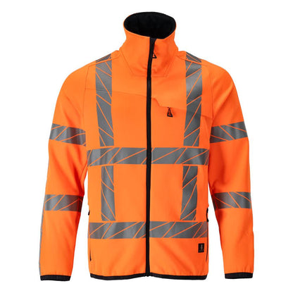 Pull polaire avec veste zippée en micropolaire, orange haute visibilité
