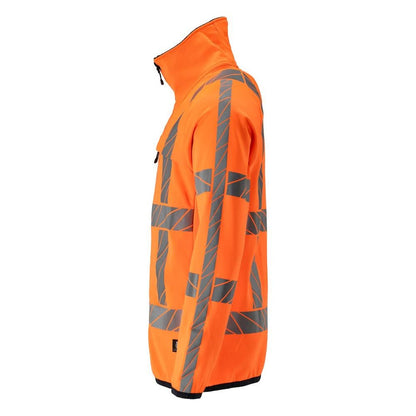 Pull polaire avec veste zippée en micropolaire, orange haute visibilité