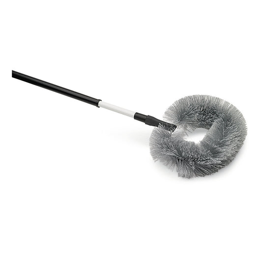 Die Nölle Profi Brush Staubbiene oval mit Teleskopstiel bis 170 cm, synthetisch von Nölle Profi Brush Bürsten- & Pinseltechnik e.K. verfügt über steife synthetische Borsten und einen ausziehbaren Stiel, abgebildet auf einem schlichten weißen Hintergrund.
