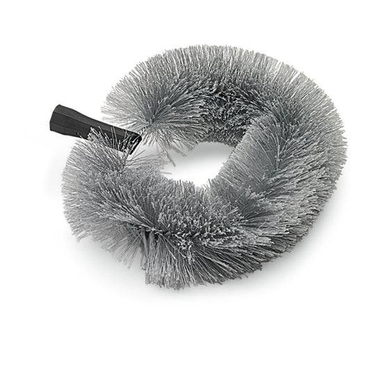 Die Nölle Profi Brush Ersatzkopf Staubbiene oval, 25 cm Synthetik-Bürste von Nölle Profi Brush Bürsten- & Pinseltechnik e.K. hat dichte graue Borsten und einen schwarzen Stiel, abgebildet auf weißem Hintergrund.