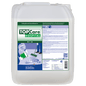 Ein 10-Liter-Kanister der Dr. Schnell TOPCARE HOSPITAL Gebäudereinigung Spezialdispersion der DR.SCHNELL GmbH & Co. KGaA, ideal für die Krankenhausreinigung, mit blau-grünem Etikett und Gebrauchsanweisung sowie einer Abbildung von Mopp und Eimer.