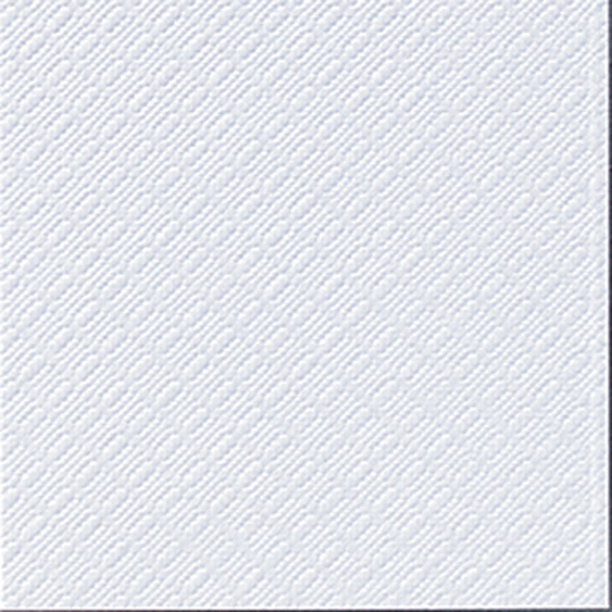 Eine Nahaufnahme der Lukullus Papier Servietten 33x33 cm, 1/8-Falz, weiß, der Duni GmbH, hebt die subtile geprägte Textur und die diagonalen Linien hervor. Die Packung enthält 500 1-lagige Papierservietten.