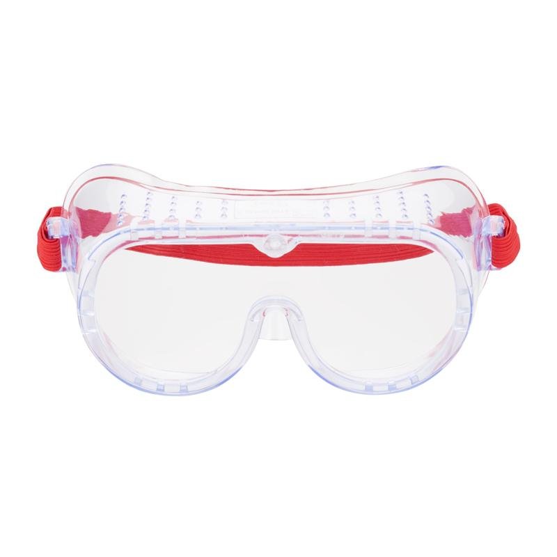 Les lunettes de protection 3M™ Classic 4700 de 3M Deutschland GmbH disposent d'une ventilation directe, d'une lentille claire et d'un bandeau élastique rouge réglable, présentées en vue de face sur fond blanc.
