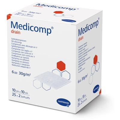 Hartmann Medicomp Vlieskompressen steril 7,5x7,5 cm 6-fach | Packung (50 Stück)