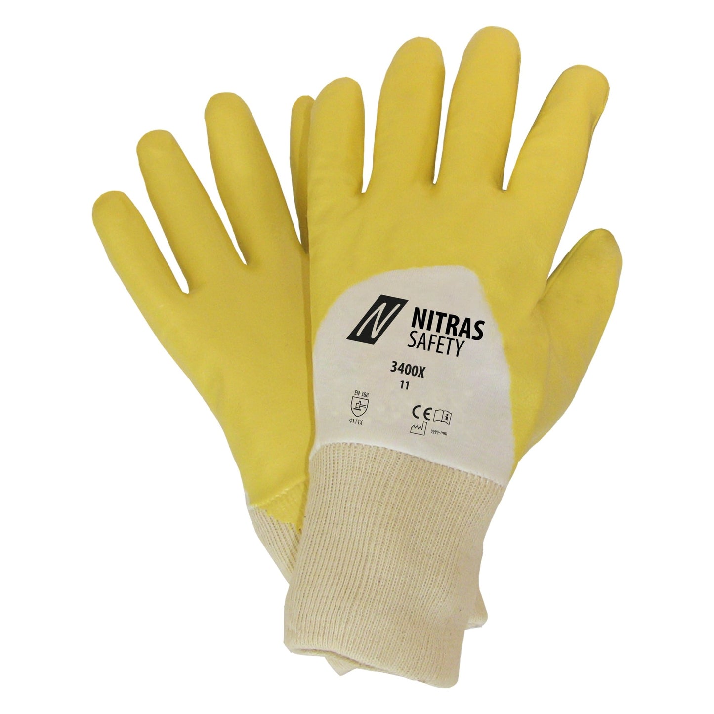 NITRAS Nitrilhandschuhe, gelb / weiß
