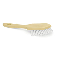 La brosse à manche/brosse d'angle Nölle Profi Brush de 28 cm (poils en PP durs blancs) de la société Nölle Profi Brush Bürsten- & Pinseltechnik e.K. est dotée d'un manche en plastique beige et de poils blancs robustes, conçus pour un nettoyage efficace et une suspension aisée.