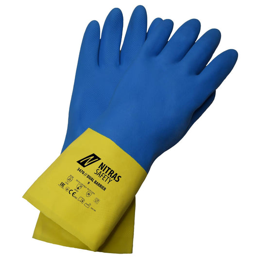 NITRAS DUAL BARRIER, gants de protection chimique, jaune/bleu