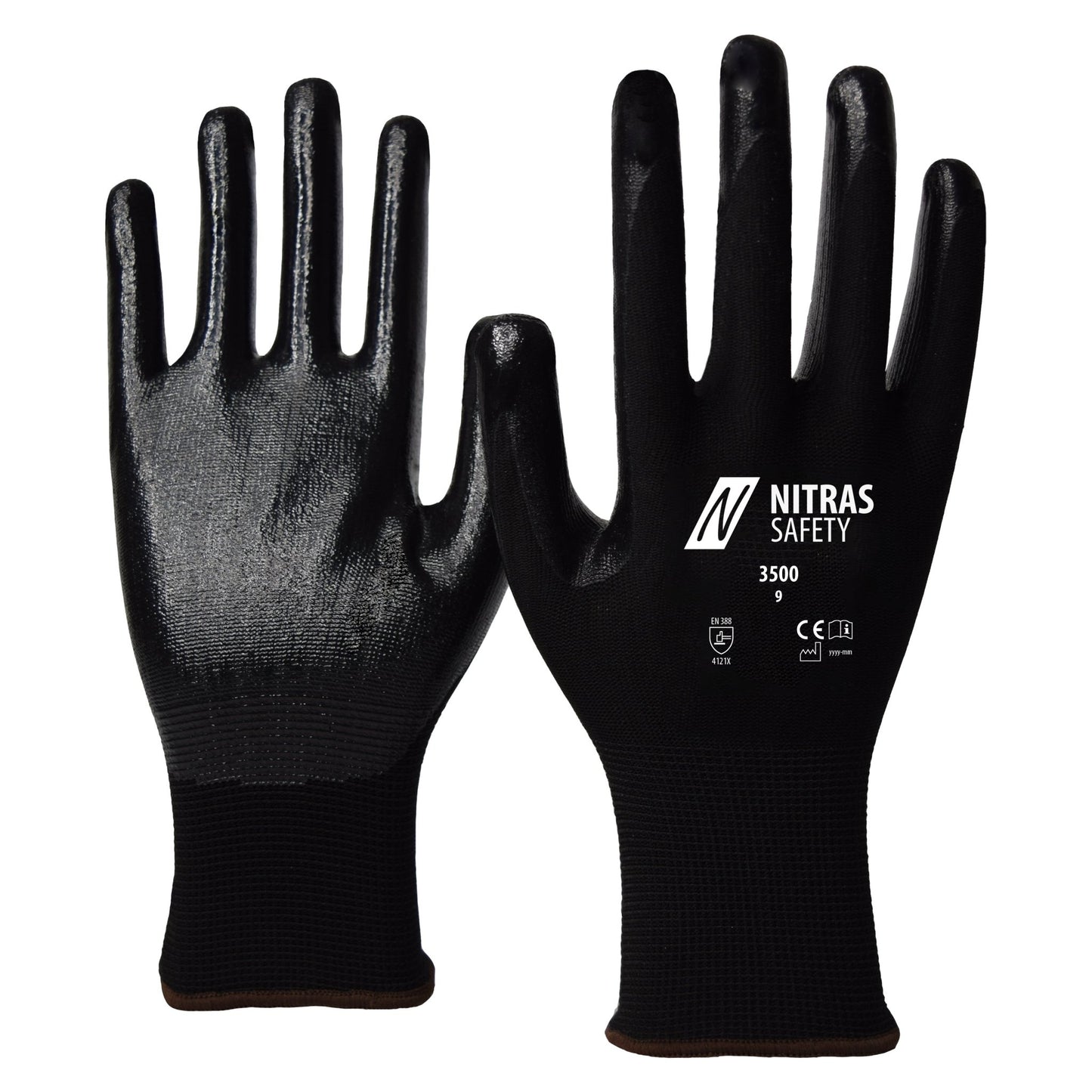 NITRAS Nylonhandschuhe, schwarz