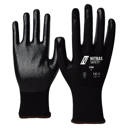 NITRAS Nylonhandschuhe, schwarz