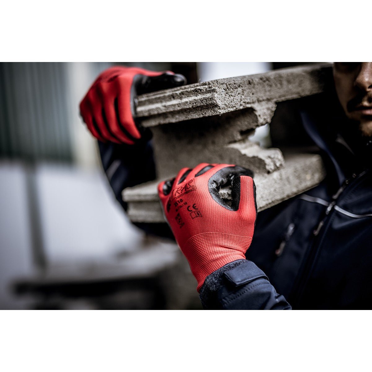 Gants en nylon NITRAS, rouge/noir