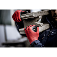 NITRAS Nylonhandschuhe, rot / schwarz