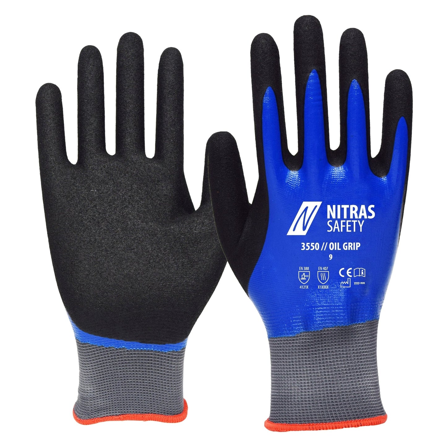 NITRAS OIL GRIP, Montagehandschuhe, blau / schwarz