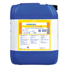 Der Dr. Schnell PEROTEX INTENSIV N von DR.SCHNELL GmbH & Co. KGaA ist ein großer blauer 12-kg-Kunststoff-Geschirrspülreiniger mit schwarzer Kappe, der für den professionellen Einsatz gekennzeichnet und mit Hinweisen und Gefahrensymbolen versehen ist.