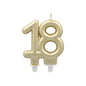 PAPSTAR Jubiläumskerzen mit Halter 7 cm "gold" von PAPSTAR GmbH, in Form der Zahl 18 mit zwei weißen Haltern, auf weißem Grund - ideal als Geburtstagskerzen oder festliche Kerzen mit Halter für besondere Anlässe.