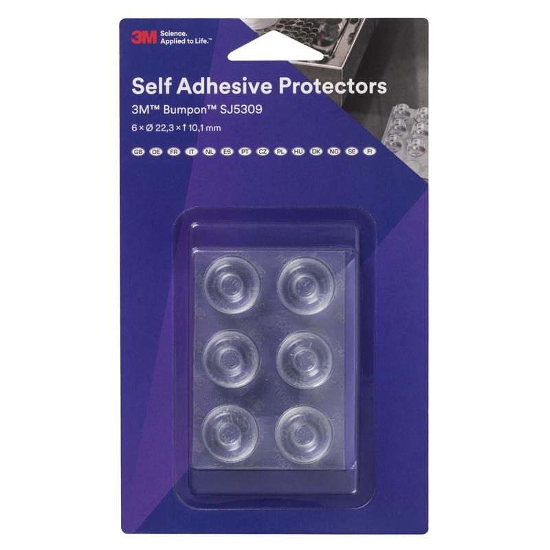 3M™ Bumpon™ SJ5309BL Elastikpuffer Mini-Pack, Transparent, 6 Stück, 22,3 x 10,1 mm, Klebstoff Acrylat A-20 | Packung (6 Stück)