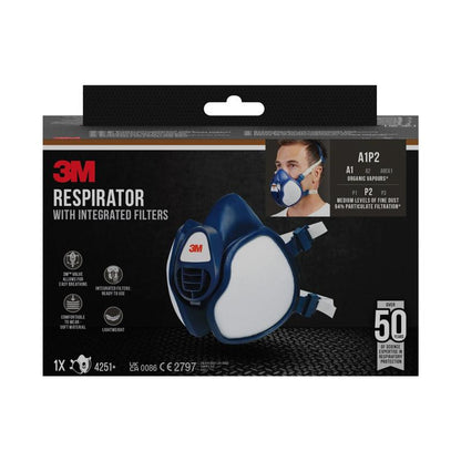3M™ Atemschutzmaske mit integrierten Filtern 4255+, FFA2P3 R D Organische Dämpfe | Packung (1 Stück)