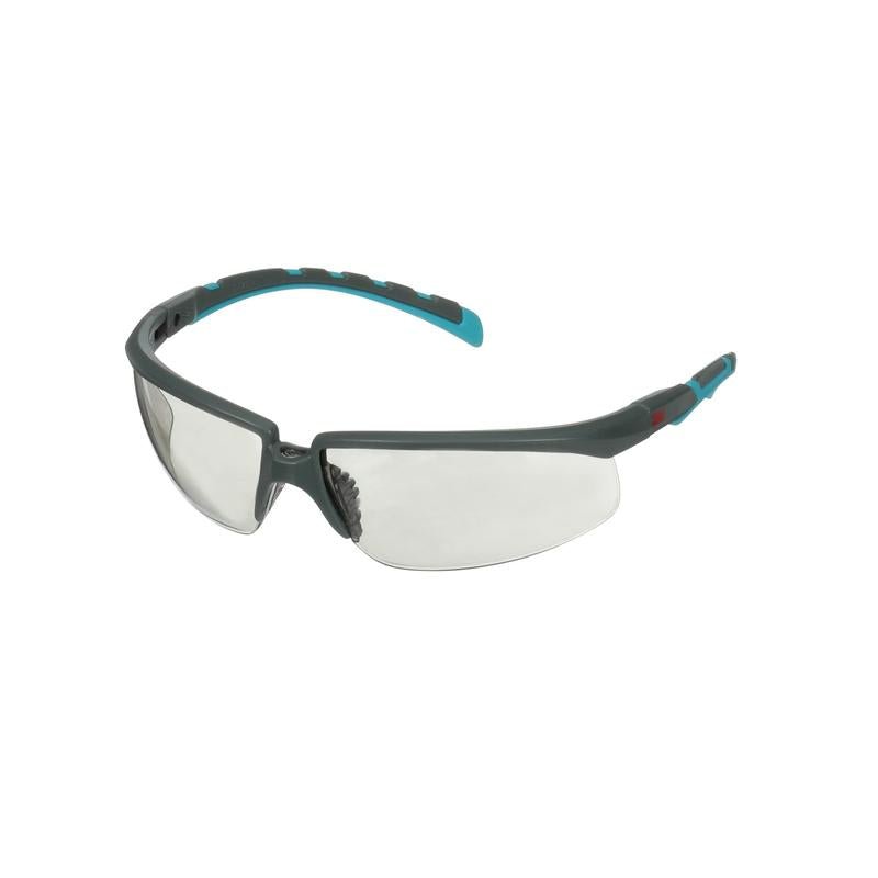 3M™ Solus™ série 2000, S2007SGAF-BGR, branches grises/turquoise, revêtement antibuée Scotchgard™, intérieur/extérieur, lentilles grises antibuée et anti-rayures, 20 par paquet | Paquet (1 pièce)