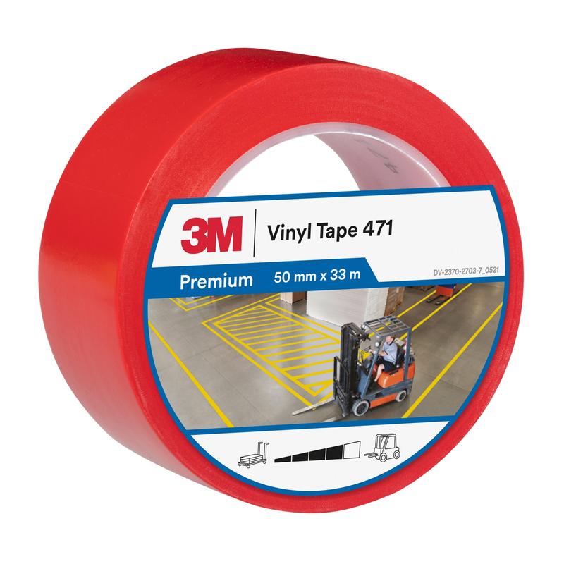 3M™ Weich-PVC-Klebeband 471, Rot, 50 mm x 33 m, 0.14 mm, Einzelverpackt | Packung (1 Rolle)
