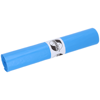 Eine Rolle EMIL DEISS KG (GmbH + Co.) DEISS 40009 Müllbeutel, 700x700x0,02 mm blau (50 Stück), zeigt ein weißes "UNIVERSAL"-Etikett mit kreisförmigem Logo auf einfarbig weißem Hintergrund.