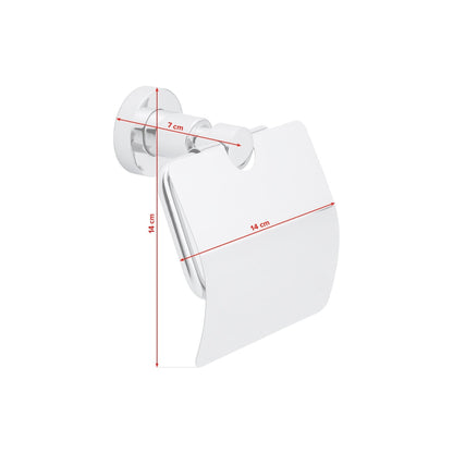 tesa Loxx WC-Papierhalter m. Deckel, verchromt, inkl. Klebelösung – Abmessungen