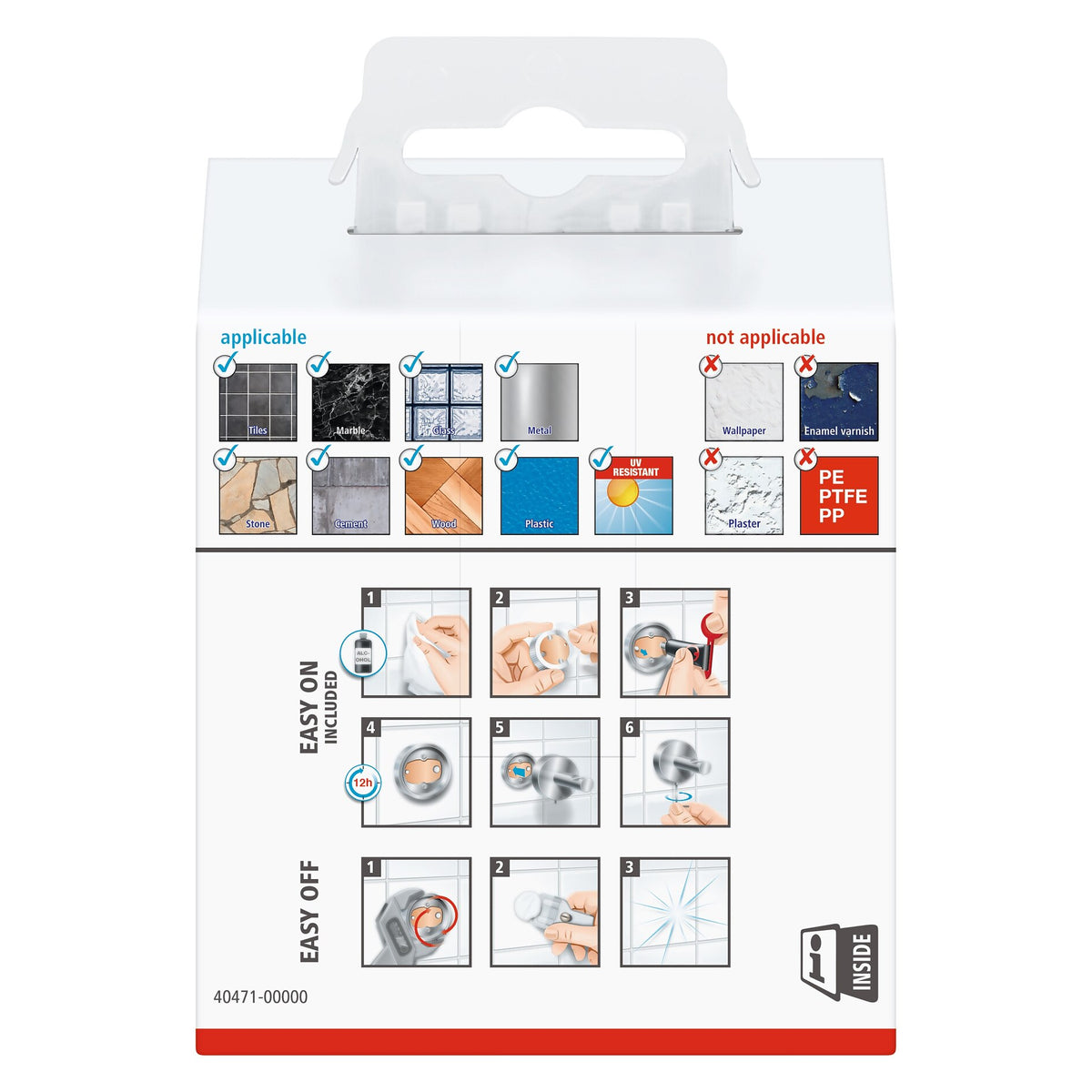 tesa Exxcellent Wandhaken doppelt, Metall, verchromt, inkl. Klebelösung