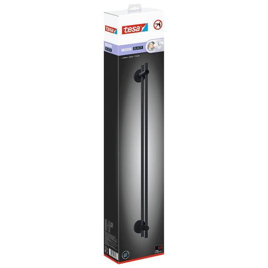 Barre porte-serviettes tesa MOON BLACK, autocollante, finition noire poudrée