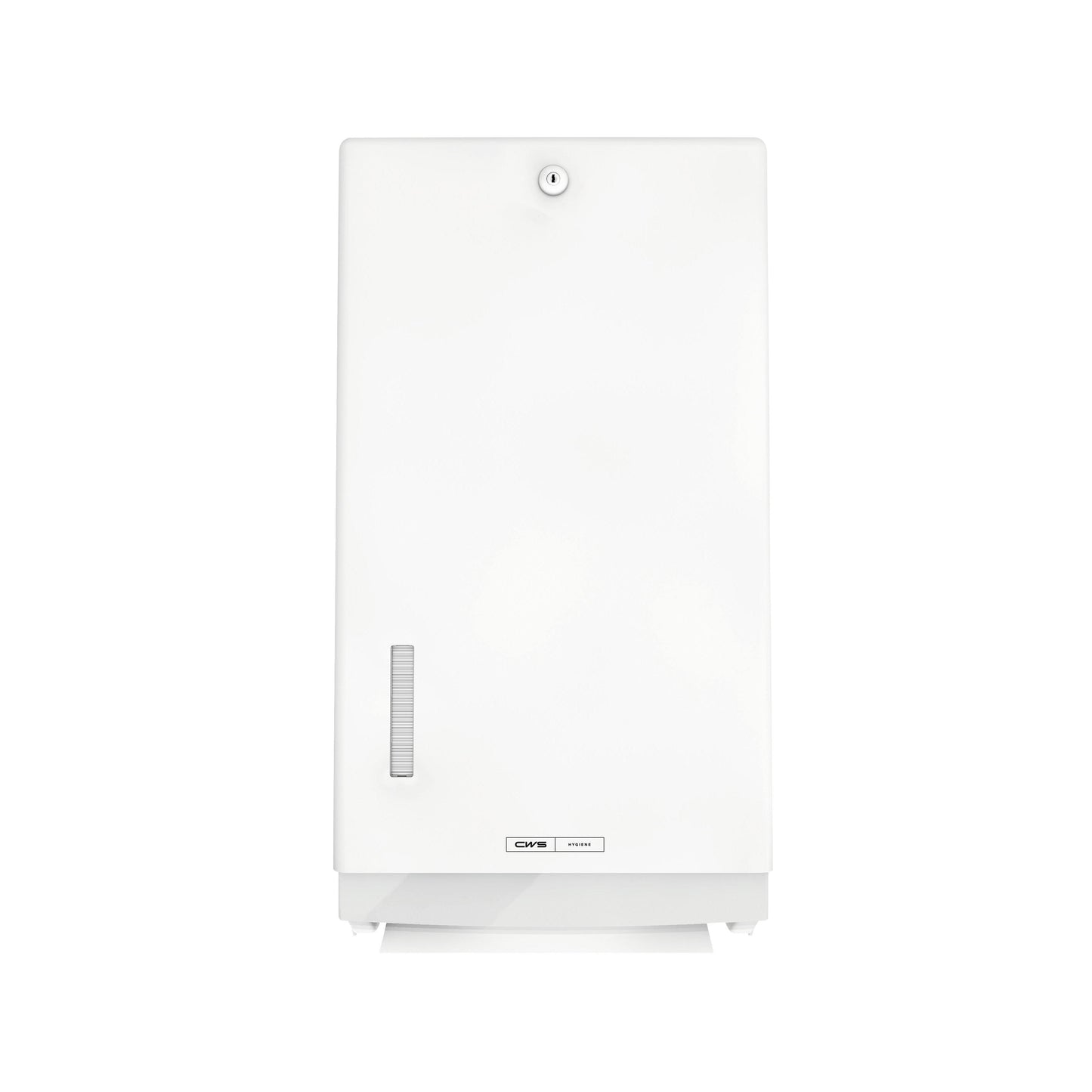 Le distributeur d'essuie-mains pliés CWS ParadiseLine Paper Universal, blanc, avec serrure et fenêtre de visualisation à gauche, permet un séchage des mains hygiénique avec des essuie-mains universels.