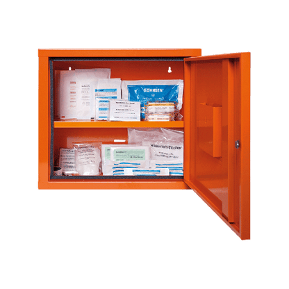 Verbandschrank JUNIORSAFE orange mit Füllung Standard DIN 13157