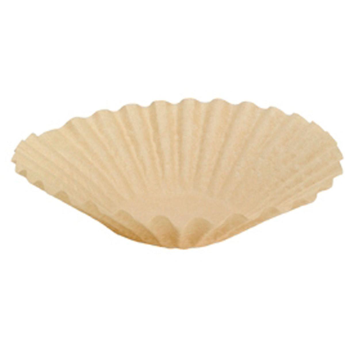 Ein einzelner Duni GmbH Kaffeefilter Brewmatic, 1,8 l aus braunem Papier (Ø90), Packung mit 250 Stück, ist geöffnet vor weißem Hintergrund zu sehen und zeigt die hochwertige Filterpapier-Qualität für perfekten Kaffee.