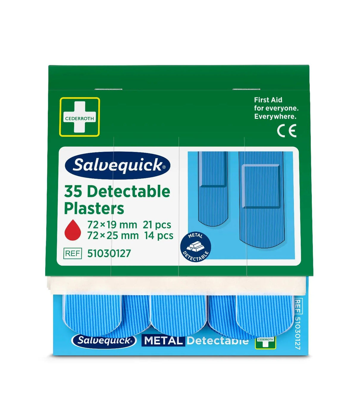 Pansements bleus détectables, 35 pièces/mine  | Boîte (35 pièces)