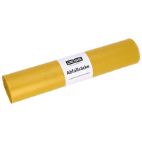 La photo représente un rouleau jaune de la société EMIL DEISS KG (GmbH + Co.) DEISS 53019, contenant des sacs poubelle (700 x 1 100 mm, type 20, 50 pièces) sur fond blanc – parfaits pour une gestion efficace des déchets.