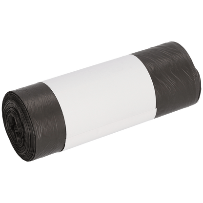 Un rouleau de sacs poubelle DEISS 490x600 mm en HDPE 30 l de EMIL DEISS KG (GmbH + Co.) avec une étiquette blanche simple au milieu, illustré sur un fond blanc.