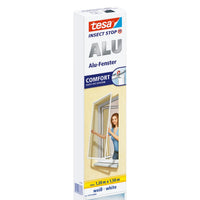 tesa INSECT STOP Aluminium Rahmen Fliegengitter für Fenster, 120 x 150 cm, Comfort weiß