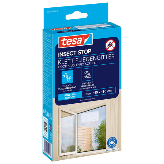 Moustiquaire auto-adhésive tesa INSECT STOP pour fenêtres, blanche, 110 x 130 cm