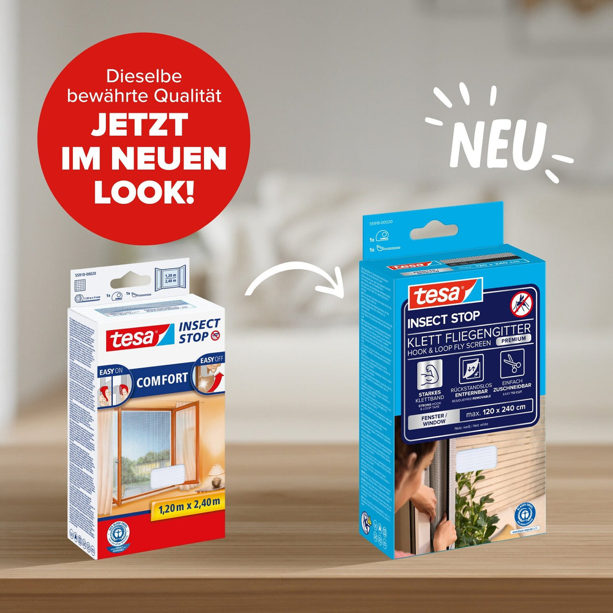 tesa INSECT STOP Klett Fliegengitter Premium für Fenster, weiß – Produktmerkmale