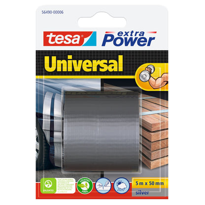 tesa extra Power Universal >60% Recycled Plastic Allzweck-Klebeband grau, 5 m x 50 mm