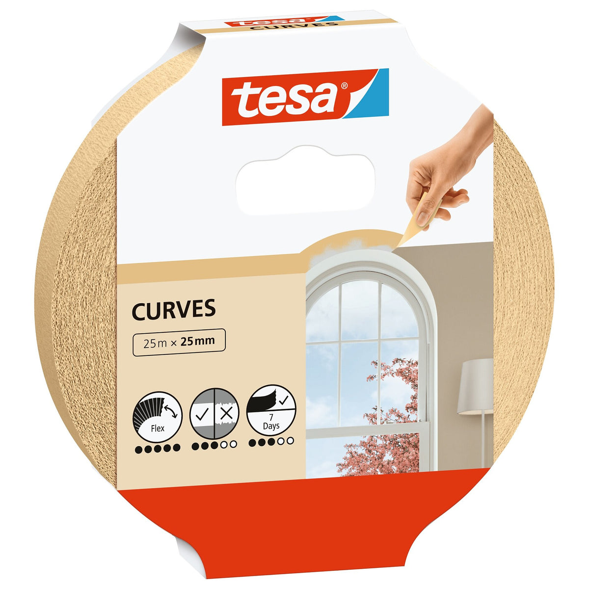 tesa KURVEN Malerabdeckband, 25 m x 25 mm, braun