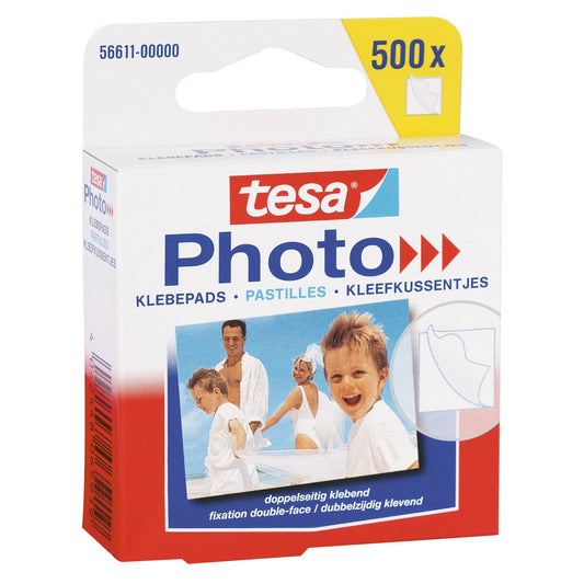 Pastilles adhésives tesa Photo, blanches, double face, 500 pièces