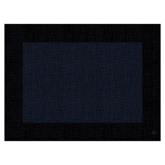 Une image abstraite montrant un grand rectangle bleu foncé avec un motif de grille texturé, rappelant le set de table Duni Dunicel® 30 x 40 cm « Linnea Black » de Duni GmbH, sur un fond noir qui reflète la structure de la grille.