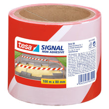 Ruban de signalisation tesa 58137PE non adhésif, 100 m x 80 mm, rouge et blanc