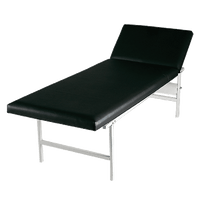 Chaise longue de salle de repos en tube d'acier, tête de lit réglable, noire