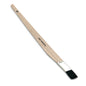 Der Nölle Profi Pinsel Schrägstrichzieher 3/4", schwarze Borste, Weißblech von Nölle Profi Brush Bürsten- & Pinseltechnik e.K. ist ein flacher Pinsel mit einem Holzstiel (mit Loch), schwarzen Borsten und dem Aufdruck "FINE CHALKBRISTLE".