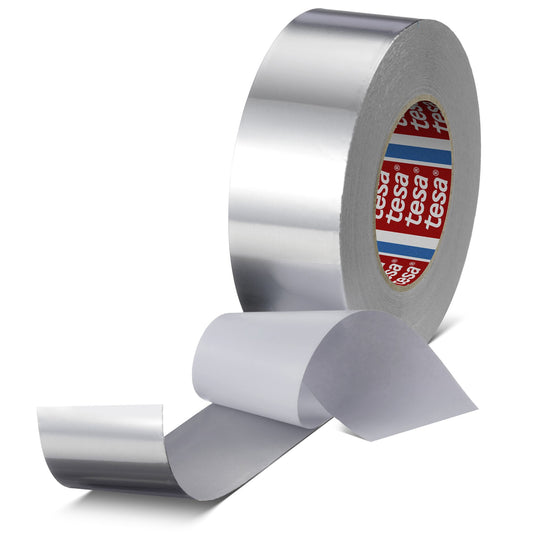 tesa 60672 Ruban adhésif en aluminium avec film de protection, 50 m x 50 mm, argent mat