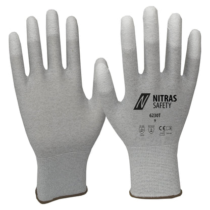 NITRAS Antistatikhandschuhe, grau / weiß