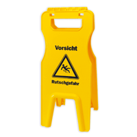 Numatic Klapp-Warnhinweisschild "W2" inkl. Halterungen, gelb | Packung (1 Stück)