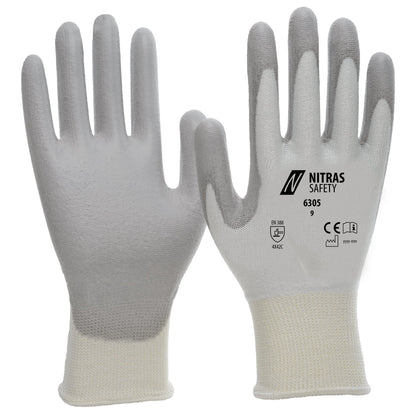 NITRAS Schnittschutzhandschuhe, weiß / grau