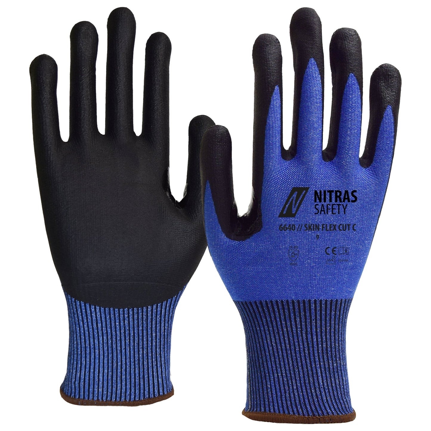 NITRAS SKIN FLEX CUT C, Schnittschutzhandschuhe, blau / schwarz
