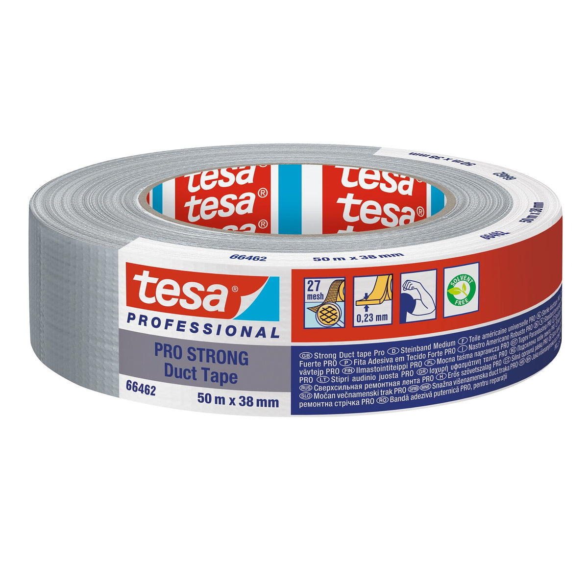 tesa PRO 66462PRO STRONG >60% recycelter Kunststoff Klebeband, grau 50 m x 38 mm