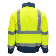 NITRAS MOTION TEX VIZ PLUS, veste pilote haute visibilité, jaune fluo / bleu marine