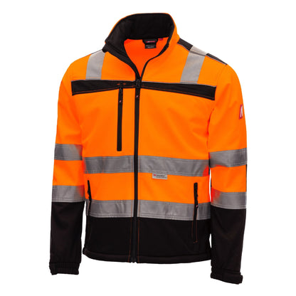 NITRAS MOTION TEX VIZ, Warn-Softshelljacke, neonorange / schwarz